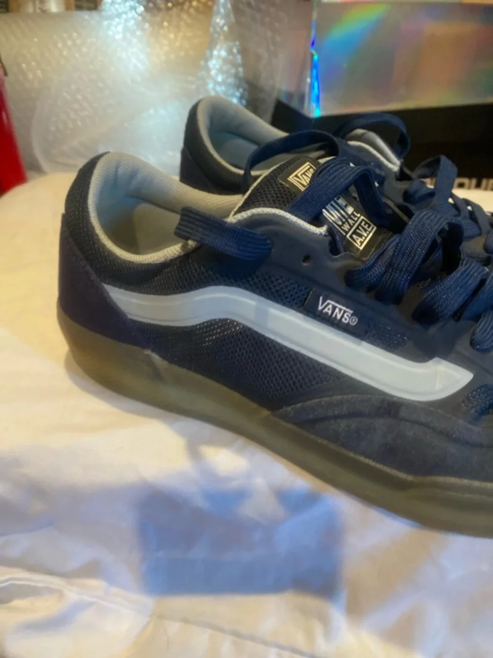 Vans Men's Navy Sneakers with White Side Stripe